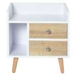 HOMCOM Mesa de cabeceira Nórdico com 2 gavetas e 1 prateleira 43x30x49 cm Branco