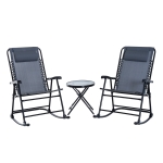 Outsunny Conjunto de móveis de jardim, mesa redonda Ø46x49 cm e 2 cadeiras 68x90x106 cm dobráveis para varanda cinza