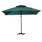 Outsunny Chapéu de Sol Excêntrico 294x294x270cm Chapéu de Sol de Alumínio à Manivela com Mastro Giratório 360º Teto Duplo Inclinável em 6 Posições Verde