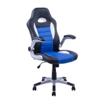HOMCOM Cadeira de escritório gaming ergonômica altura ajustável preto azul e branco