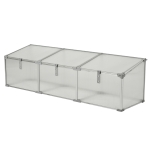 Outsunny Estufa de madeira natural e policarbonato 90x46x28 cm com tampa inclinada para plantas cinza(c-2)