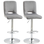 HOMCOM Conjunto de 2 Bancos de Bar Cadeiras Altas com Altura Ajustável e Giratórios com Estrutura de Metal e Apoio para os Pés 41x51x97-117cm Cinza