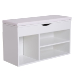 HOMCOM Banco Zapatero de Entrada para Armazenamento com Gaveta e Prateleira e 1 Almofada de Madeira Muito Moderna 80x30x47cm