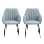 HOMCOM Conjunto de 2 cadeiras de jantar decorativas estofadas em linho com encosto ergonômico, braços e pernas de metal 59,5x56,5x81 cm cinza(c-2)