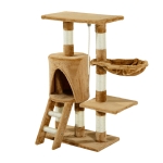 PawHut Árvore para gatos com Corda de Brincar Placa de Madeira e Revestido de Pêlo- Castanho - 30x55x96cm