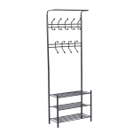 HOMCOM Cabide metálico para roupas e sapatos 18 Ganchos 3 Prateleiras 67x30x185cm