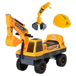 HOMCOM Escavadora Infantil sem Pedais para Crianças de 2-3 anos Carro Andador com Pá Pinça de Agarrar Luzes Música e Armazenamento Oculto 90x28x58cm Amarelo