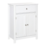 Kleankin Armário de Casa de Banho com 1 Gaveta e Prateleira Interior Ajustável Móvel Auxiliar de Armazenamento Multifuncional para Sala de Estar Cozinha 60x30x80cm Branco