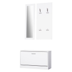 HOMCOM Conjunto de móveis de entrada 3 em 1 com sapateira com espelho e cabide com 4 ganchos para pendurar ropa para corredor 80x27x46,5 cm Branco
