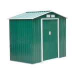 Outsunny Abrigo de Jardim 213x130x185cm Abrigo de Jardim Metálico de Exterior com 2 Portas Deslizantes e 4 Janelas Verde