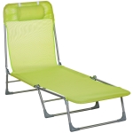 Outsunny Espreguiçadeira dobrável e reclinável de jardim com apoio de cabeça e encosto ajustável em 5 níveis Tecido textilene respirável 182x56x24,5 cm verde