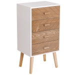 HOMCOM Armário de Cabeceira de Madeira com 4 Gavetas móvel para quarto armário arrumação 40x30x75cm