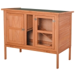 PawHut Casa para Coelhos de Madeira Coelheira para Exterior com Bandeja Removível e Telhado Asfáltico 86x45x70cm Cinza Preto(c-4)