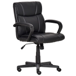 Vinsetto Cadeira de Escritório Ergonômica Cadeira de Escritório Giratória com Altura Ajustável Apoio para os Braços e Encosto Acolchoado Couro Sintético 61x69x90-100cm Preto