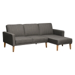 HOMCOM Sofá de 3 lugares acolchoado com 3 almofadas e apoios de braço Espaço de armazenamento Estilo moderno para sala de estar Quarto 166,5x62x82 cm cinza(c-2)