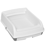 PawHut Caixa de Areia para Gatos Caixa de Areia Aberta Semi-Automática com Botão Ancinho Bandeja Removível e Borda Alta 62x46,5x19,5cm Branco