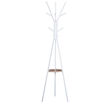 HOMCOM Cabide de Suporte de Metal para Pendurar Sacos de Roupa 9 Ganchos com Prateleira em Forma de Árvore Cabide Vintage 45x45x180cm Branco