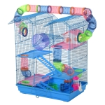 PawHut Gaiola de hamster multinível com plataformas domésticas 47x30x59 cm Azul