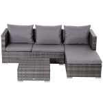 Outsunny Conjunto de vime ao ar livre com almofadas inclui sofás mesa de café e pufe(c-2)