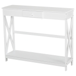 HOMCOM Mesa consola tipo aparador para corredor com 3 gavetas e 1 prateleira 90x40x75cm Branco(c-3)