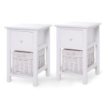 HOMCOM 2 mesas de cabeceira com 1 gaveta e 1 cesto 28x31x45cm Branco