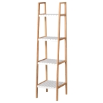 Kleankin Prateleira para Banheiro com 5 níveis de Estrutura em Bambu Pinho 35x36x138.5cm Branco