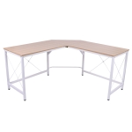 HOMCOM Secretária de Canto para Escritório Casa Secretária em Forma de L com Estrutura de Aço 150x150x76 Madeira e Branco