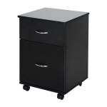 HomCom® Cómoda de escritório e casa de Madeira com Rodas e 2 gavetas – preto - 41x39x58cm