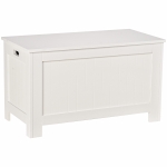 HOMCOM Armário de madeira para armazenamento de roupas brinquedos banco de armazenamento para sala de estar e banheiro carga de 20 kg branco 81 x 40 x 46 cm