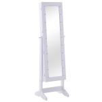 HOMCOM Armário para Joias 20 Luzes de LED Reclinável Fechadura Madeira 40x37x146cm Branco