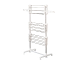 HOMCOM Estendal para Roupa Dobrável 80x55x152cm com 6 Rodas e 3 Prateleiras com Altura Ajustável de Aço Inoxidável Prateado