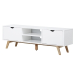 HOMCOM Armário de Televisão com armários Prateleiras Gerenciamento de cabos 150x39x50 Branco