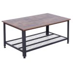 HOMCOM Mesa de Centro com Prateleira Mesa Auxiliar Multifuncional Estilo Industrial para Sala de Estar Dormitório Metal e Madeira 106x60x45cm Madeira e Preto