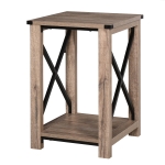 HOMCOM Mesa lateral de estilo colonial com prateleira inferior de armazenamento multifuncional Moldura em formato de X 40,5x40,5x60 cm Carvalho