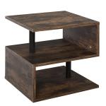 HOMCOM Mesa de centro em forma de S de estilo industrial vintage com 3 níveis 48x48x48 cm
