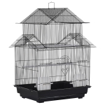 PawHut Gaiola de metal com bandeja removível para periquitos tentilhões canários 51x40x67 cm preto(c-1)