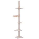 PawHut Árvore Arranhadora para Gatos Arranhador para Fixar ao Teto Altura Ajustável com Plataformas Poste de Sisal 40x34x230-260cm Bege