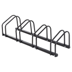 HOMCOM Estacionamento para 4 Bicicletas Suporte de Aço para Estacionar Bicicletas no chão para Interior e Exterior 100x33x27cm Preto