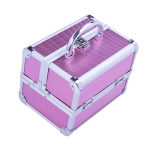 HOMCOM Estojo de Maquiagem Profissional Portátil de Cosméticos com Bandejas de 3 Níveis e Espelho 2 Chaves para Porta-Joias Manicure 15x15x20cm Rosa