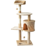 PawHut Árvore de gato com plataformas Cabines Bolas de jogo bege 40x40x114cm