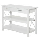 HOMCOM Mesa consola tipo aparador de estilo moderno com 2 gavetas e prateleiras inferiores 105x40x76 cm Branco