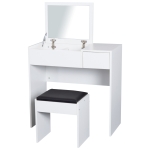 HOMCOM Toucador de Maquilhagem com Branco e Tampa Dobrável Mesa de Maquilhagem com Compartimentos e Gaveta 80x40x79cm Branco