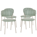 HOMCOM Conjunto de 4 Cadeiras de Sala de Jantar Empilháveis com Pés de Metal Estilo Moderno Nórdico para Cozinha Bar Restaurante Carga Máx. 100kg 49,5x55x81cm Verde