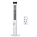 HOMCOM Ventilador de torre com 3 Modos 3 VelocidadesTela LED 12H de Temporizador Oscilante de 85 ° com Controle Remoto Altura 110 cm Branco
