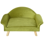 PawHut Sofá-cama para animais de estimação Sofá para cães Gatos com almofada acolchoada removível Pernas de madeira 73x58x37 cm Latão de veludo