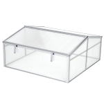 Outsunny Estufa de madeira natural e policarbonato 90x46x28 cm com tampa inclinada para plantas cinza(c-3)