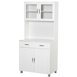 HOMCOM Armário de cozinha com prateleiras internas ajustáveis e gaveta 80x48x170 cm Branco