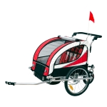 HOMCOM 2 em 1 Reboque de Bicicleta Infantil de 2 Lugares Convertível em Carrinho de Passeio com Roda Dianteira Giratória a 360° Vermelho(c-1)