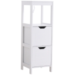 Kleankin Armário de banheiro com prateleira aberta 2 gavetas 30x30x89 cm Branco