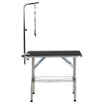 PawHut Mesa de tosquia para Animais de Estimação dobrável com pés de aço inoxidável Estante de armazenamento carga 150kg 90x60x75 cm